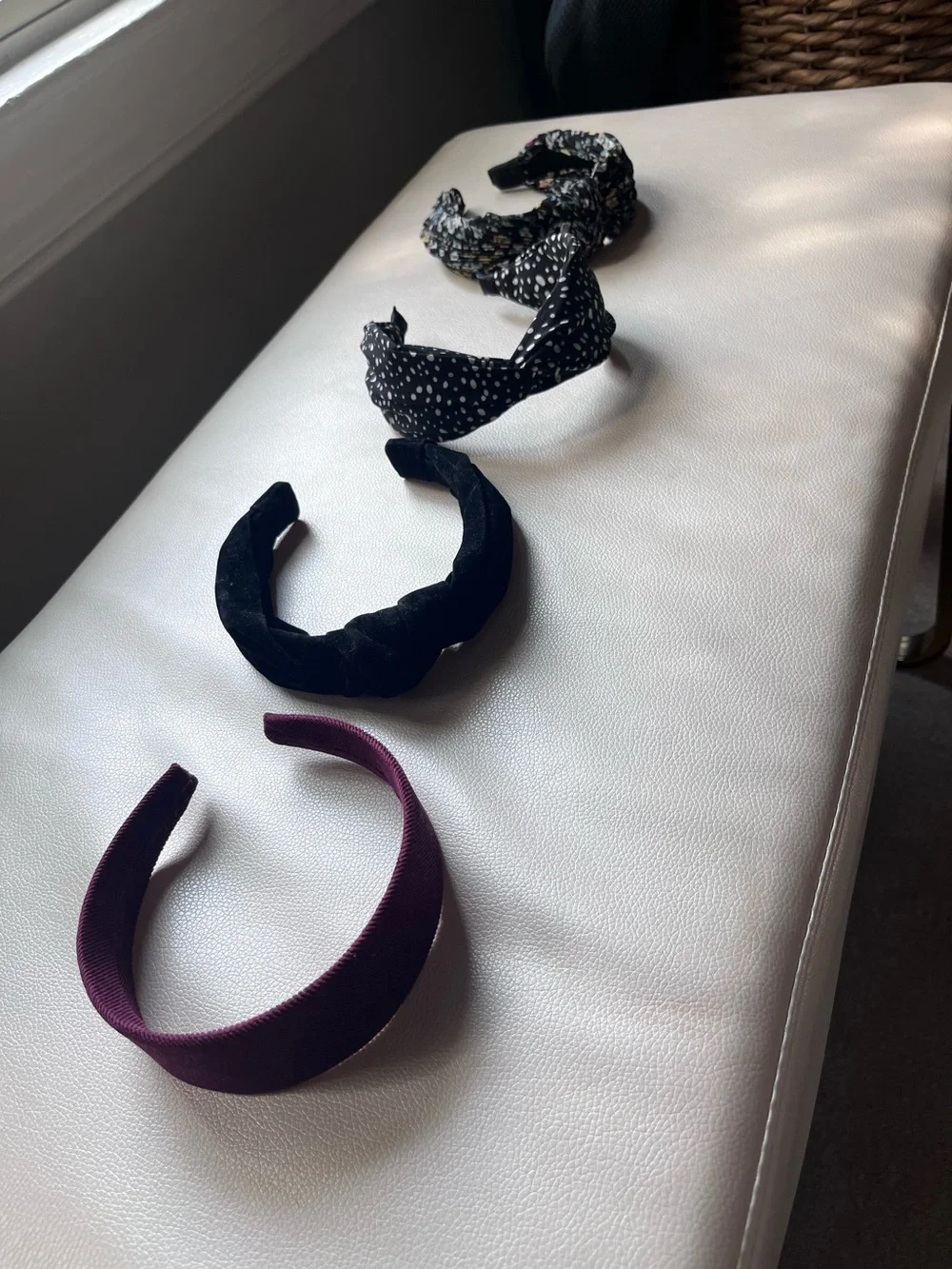 Set of 4 Women’s Headbands – Black, Burgundy, Patterned